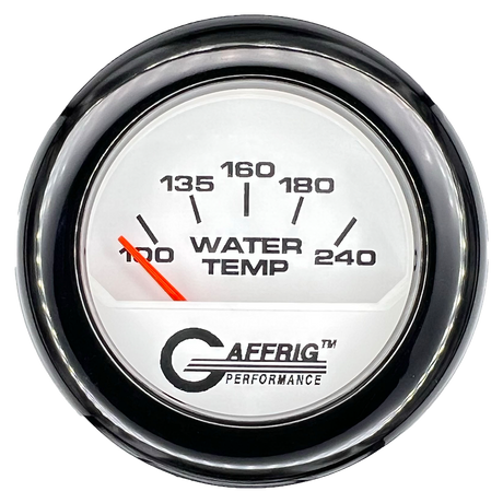 GAFFRIG 2 INCH ELECTRIC WATER TEMP 100-240 F GAUGE FAT RIM (218) / BLACK / WHITE