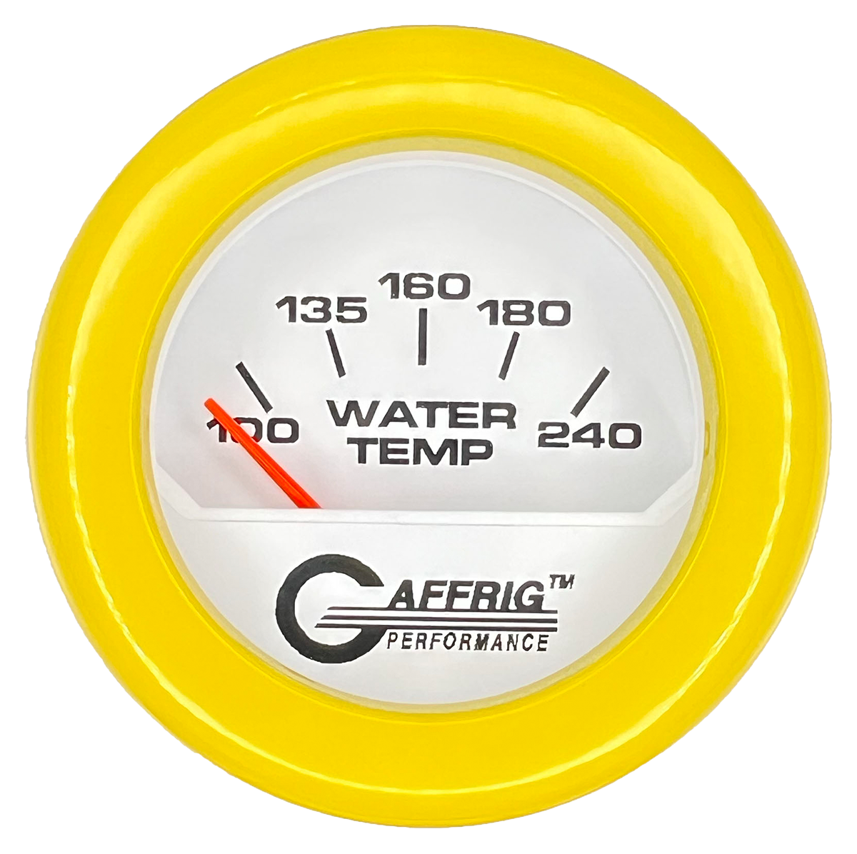 GAFFRIG 2 INCH ELECTRIC WATER TEMP 100-240 F GAUGE FAT RIM (218) / YELLOW / WHITE