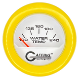 GAFFRIG 2 INCH ELECTRIC WATER TEMP 100-240 F GAUGE FAT RIM (218) / YELLOW / WHITE