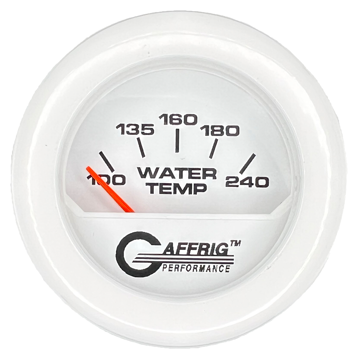 GAFFRIG 2 INCH ELECTRIC WATER TEMP 100-240 F GAUGE FAT RIM (218) / WHITE / WHITE