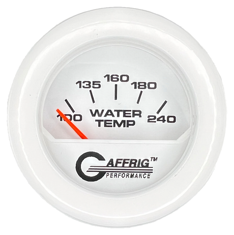 GAFFRIG 2 INCH ELECTRIC WATER TEMP 100-240 F GAUGE FAT RIM (218) / WHITE / WHITE