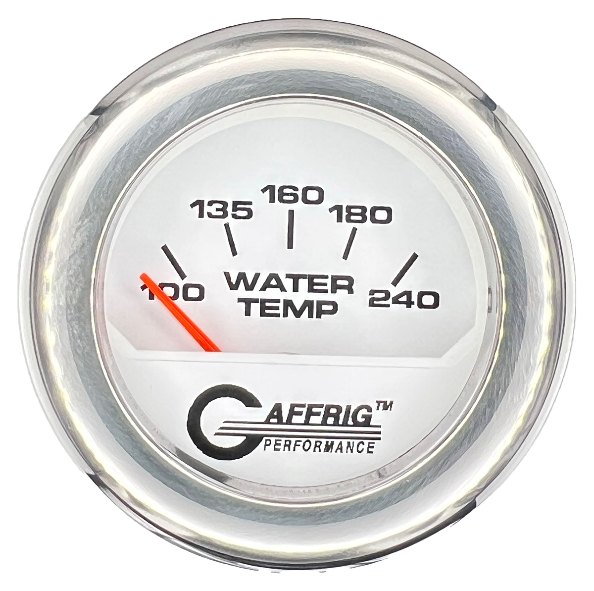 GAFFRIG 2 INCH ELECTRIC WATER TEMP 100-240 F GAUGE FAT RIM (218) / CHROME/POLISHED / WHITE