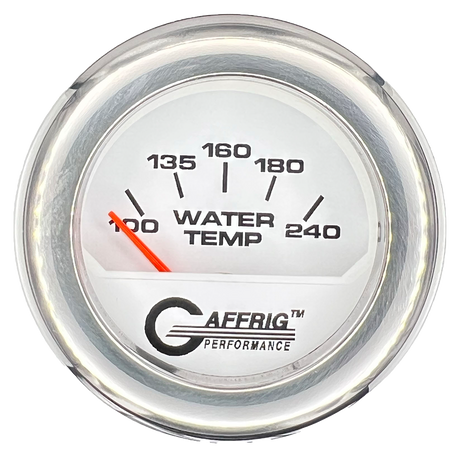 GAFFRIG 2 INCH ELECTRIC WATER TEMP 100-240 F GAUGE FAT RIM (218) / CHROME/POLISHED / WHITE