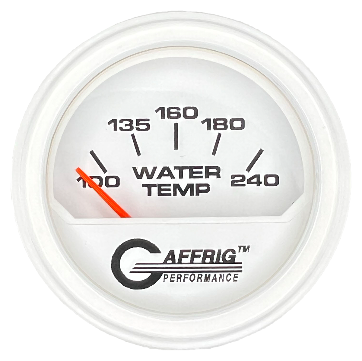 GAFFRIG 2 INCH ELECTRIC WATER TEMP 100-240 F GAUGE STEP RIM (002) / WHITE / WHITE