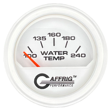 GAFFRIG 2 INCH ELECTRIC WATER TEMP 100-240 F GAUGE STEP RIM (002) / WHITE / WHITE