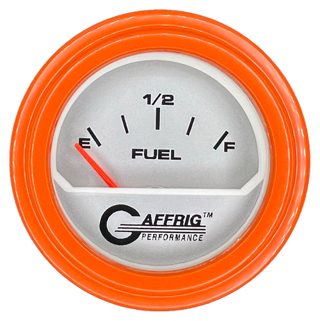 GAFFRIG 2 INCH ELECTRIC FUEL LEVEL GAUGE 240-33 OHMS STEP RIM (002) / ORANGE / PLATINUM