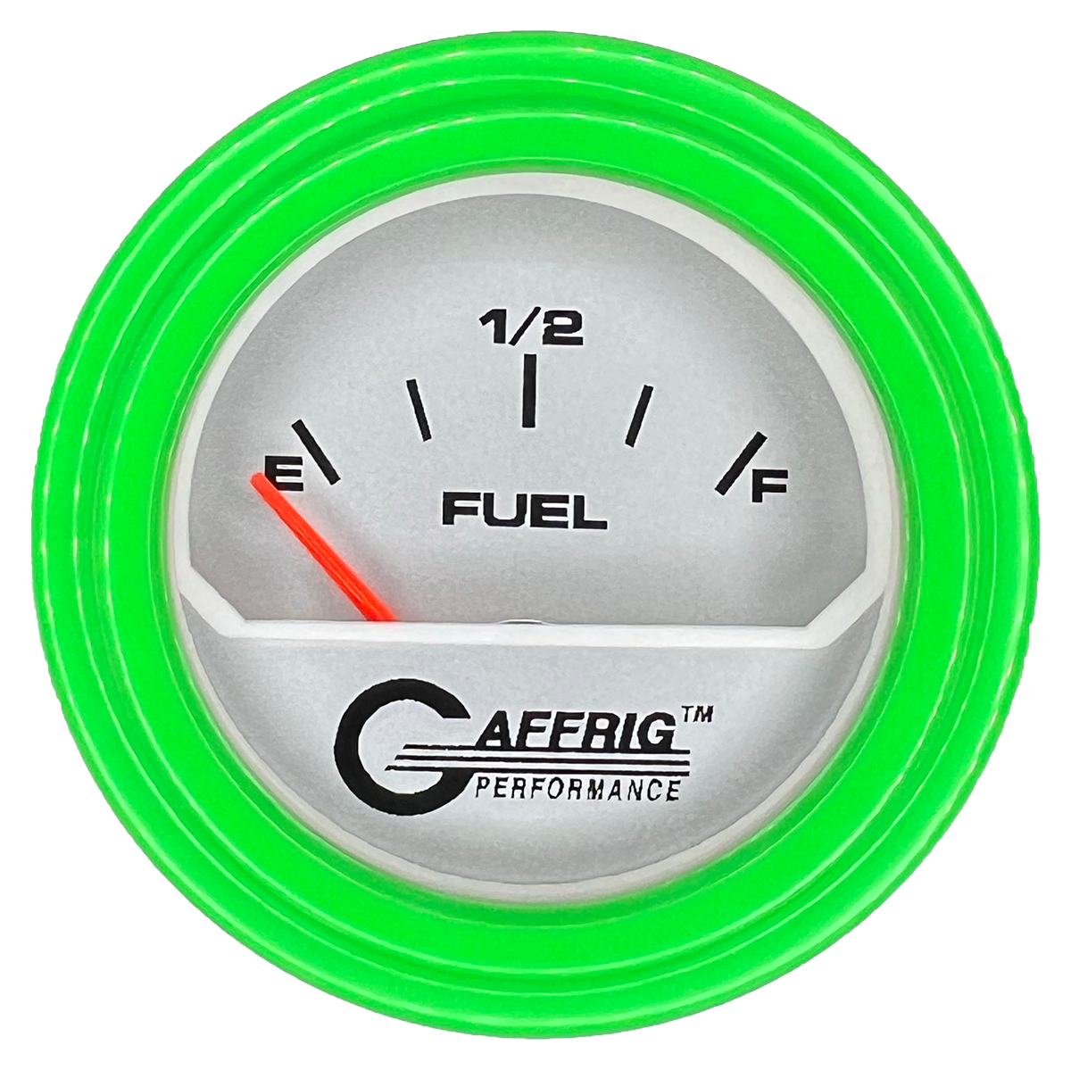 GAFFRIG 2 INCH ELECTRIC FUEL LEVEL GAUGE 240-33 OHMS STEP RIM (002) / LIME GREEN / PLATINUM