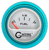 GAFFRIG 2 INCH ELECTRIC FUEL LEVEL GAUGE 240-33 OHMS STEP RIM (002) / TEAL / PLATINUM