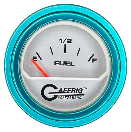 GAFFRIG 2 INCH ELECTRIC FUEL LEVEL GAUGE 240-33 OHMS STEP RIM (002) / TEAL / PLATINUM