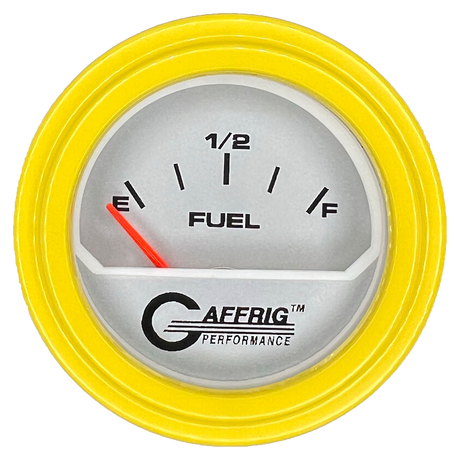 GAFFRIG 2 INCH ELECTRIC FUEL LEVEL GAUGE 240-33 OHMS STEP RIM (002) / YELLOW / PLATINUM