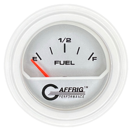 GAFFRIG 2 INCH ELECTRIC FUEL LEVEL GAUGE 240-33 OHMS STEP RIM (002) / WHITE / PLATINUM