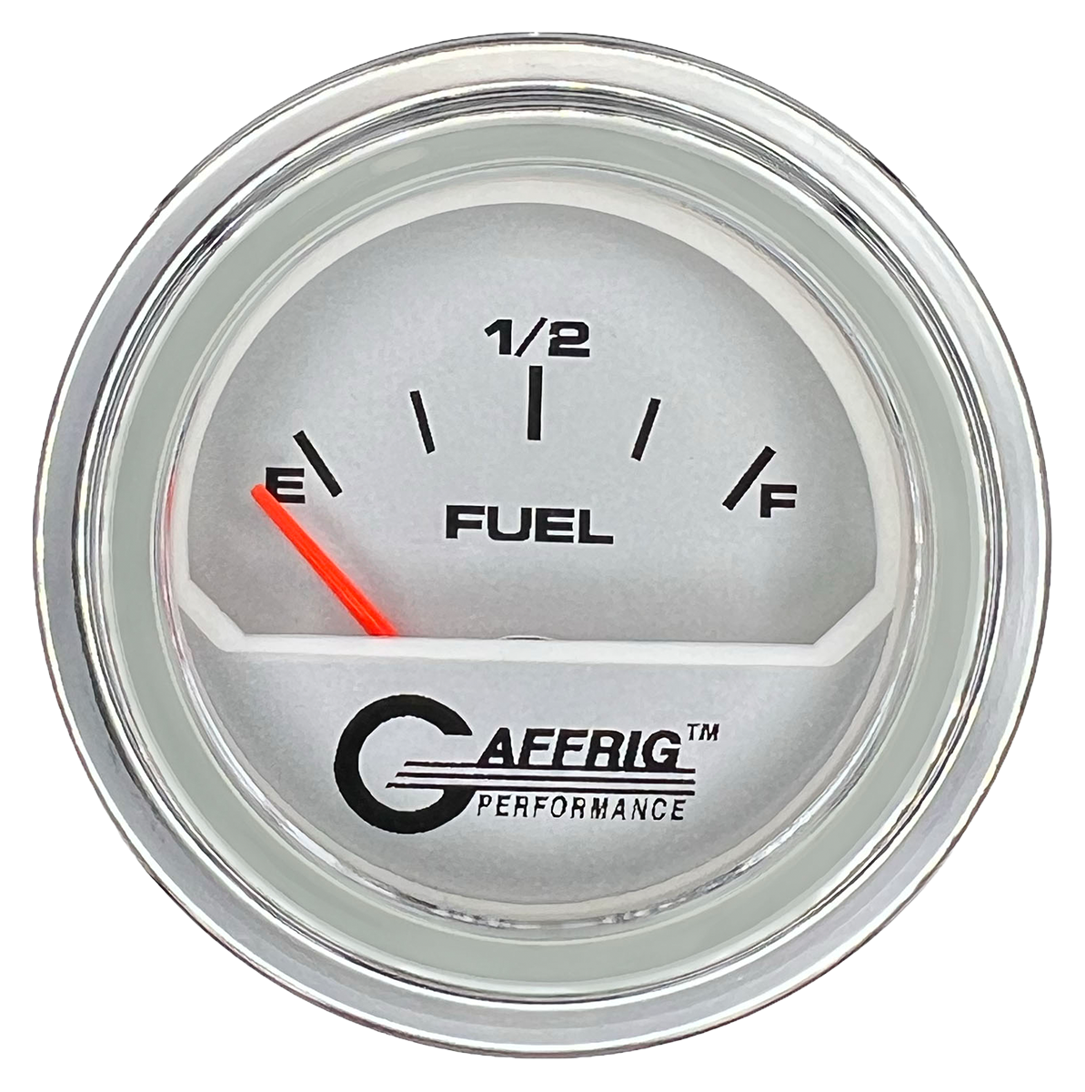 GAFFRIG 2 INCH ELECTRIC FUEL LEVEL GAUGE 240-33 OHMS STEP RIM (002) / CHROME/POLISHED / PLATINUM