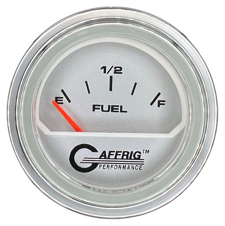 GAFFRIG 2 INCH ELECTRIC FUEL LEVEL GAUGE 240-33 OHMS STEP RIM (002) / CHROME/POLISHED / PLATINUM