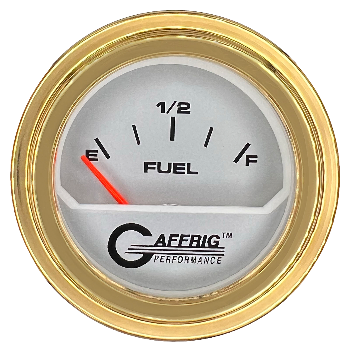 GAFFRIG 2 INCH ELECTRIC FUEL LEVEL GAUGE 240-33 OHMS STEP RIM (002) / GOLD / PLATINUM