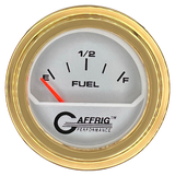 GAFFRIG 2 INCH ELECTRIC FUEL LEVEL GAUGE 240-33 OHMS STEP RIM (002) / GOLD / PLATINUM