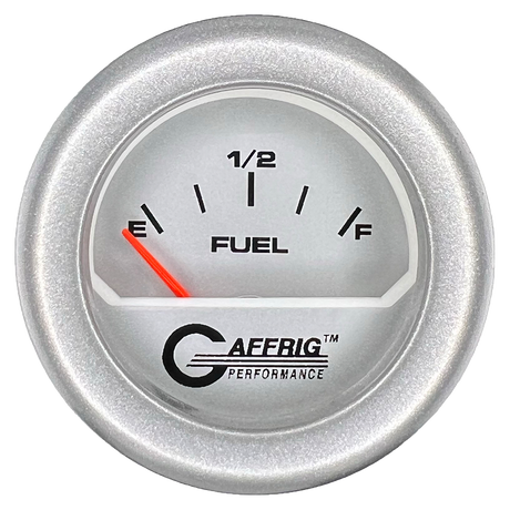 GAFFRIG 2 INCH ELECTRIC FUEL LEVEL GAUGE 240-33 OHMS FAT RIM (218) / PLATINUM / PLATINUM