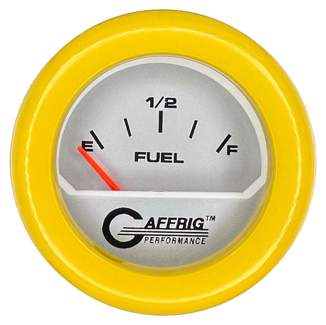 GAFFRIG 2 INCH ELECTRIC FUEL LEVEL GAUGE 240-33 OHMS FAT RIM (218) / YELLOW / PLATINUM