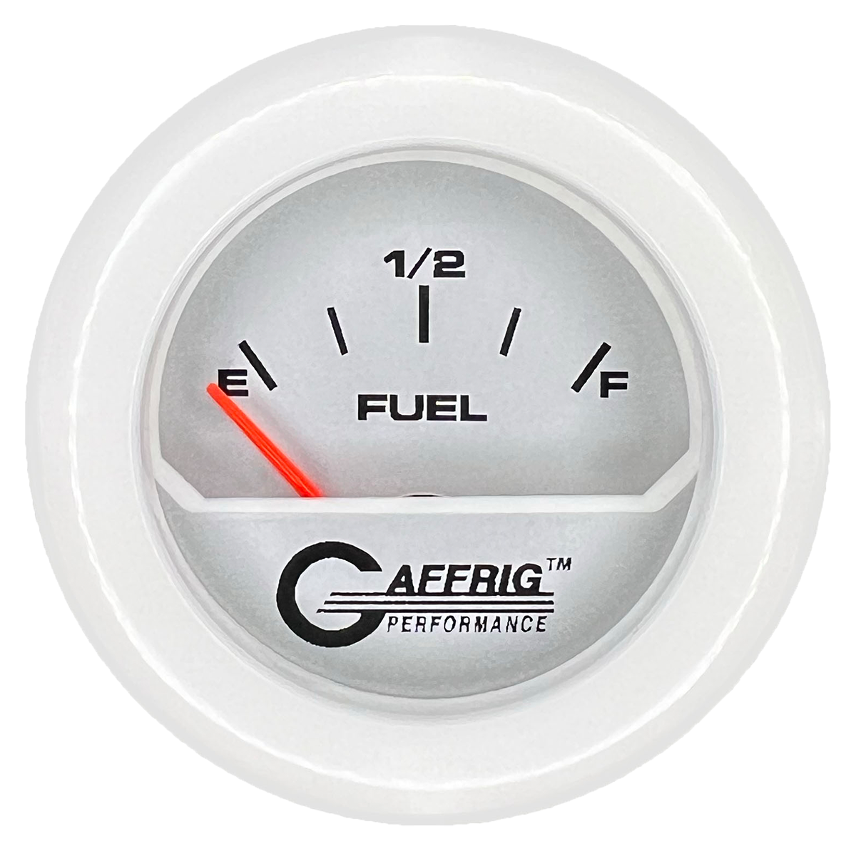 GAFFRIG 2 INCH ELECTRIC FUEL LEVEL GAUGE 240-33 OHMS FAT RIM (218) / WHITE / PLATINUM