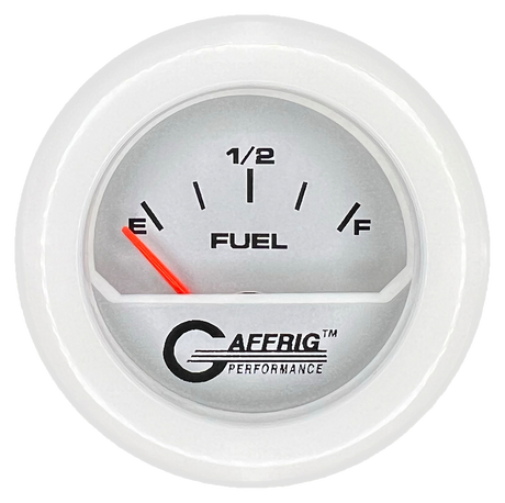 GAFFRIG 2 INCH ELECTRIC FUEL LEVEL GAUGE 240-33 OHMS FAT RIM (218) / WHITE / PLATINUM