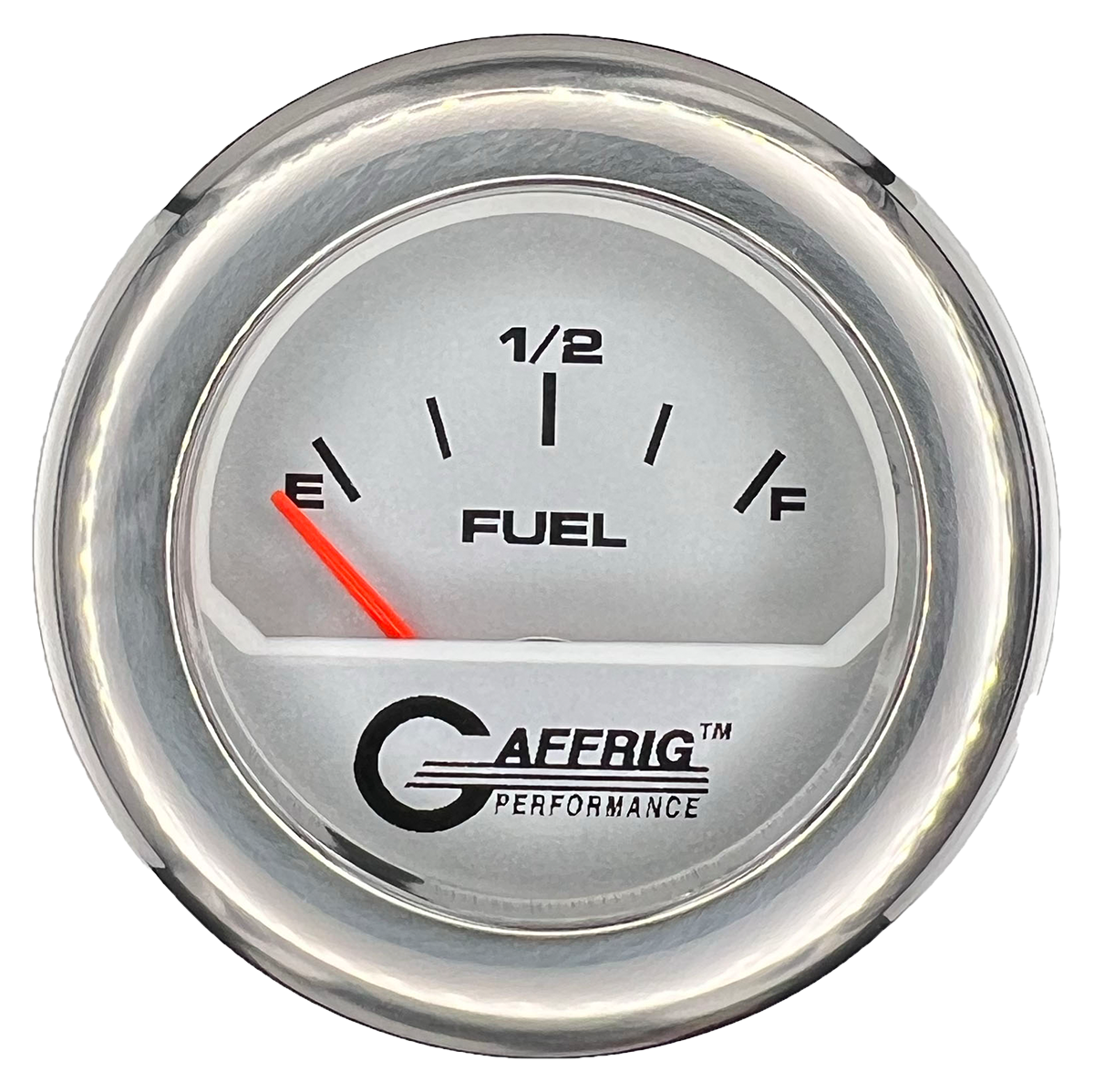 GAFFRIG 2 INCH ELECTRIC FUEL LEVEL GAUGE 240-33 OHMS FAT RIM (218) / CHROME/POLISHED / PLATINUM