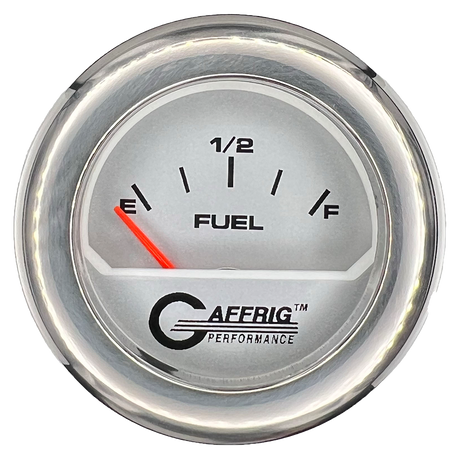 GAFFRIG 2 INCH ELECTRIC FUEL LEVEL GAUGE 240-33 OHMS FAT RIM (218) / CHROME/POLISHED / PLATINUM