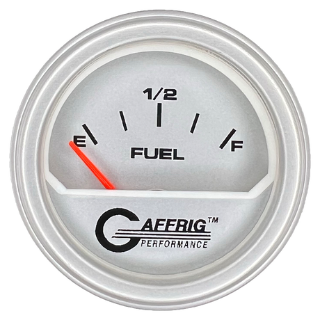 GAFFRIG 2 INCH ELECTRIC FUEL LEVEL GAUGE 240-33 OHMS STEP RIM (002) / PLATINUM / PLATINUM