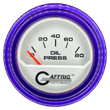 GAFFRIG 2 INCH ELECTRIC OIL PRESSURE GAUGE 0-80 PLATINUM / PURPLE / STEP RIM