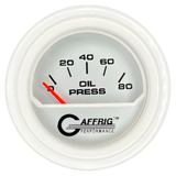 GAFFRIG 2 INCH ELECTRIC OIL PRESSURE GAUGE 0-80 PLATINUM / WHITE / STEP RIM