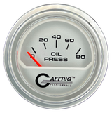 GAFFRIG 2 INCH ELECTRIC OIL PRESSURE GAUGE 0-80 PLATINUM / CHROME/POLISHED / STEP RIM