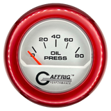 GAFFRIG 2 INCH ELECTRIC OIL PRESSURE GAUGE 0-80 PLATINUM / RED / FAT RIM