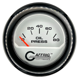 GAFFRIG 2 INCH ELECTRIC OIL PRESSURE GAUGE 0-80 PLATINUM / BLACK / FAT RIM