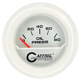 GAFFRIG 2 INCH ELECTRIC OIL PRESSURE GAUGE 0-80 PLATINUM / WHITE / FAT RIM