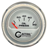 GAFFRIG 2 INCH ELECTRIC OIL PRESSURE GAUGE 0-80 PLATINUM / CHROME/POLISHED / FAT RIM