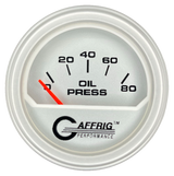 GAFFRIG 2 INCH ELECTRIC OIL PRESSURE GAUGE 0-80 PLATINUM / PLATINUM / STEP RIM