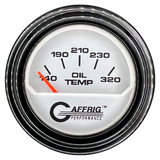 GAFFRIG 2 INCH ELECTRIC OIL TEMP GAUGE 100-320 F STEP RIM (002) / BLACK / PLATINUM