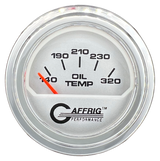 GAFFRIG 2 INCH ELECTRIC OIL TEMP GAUGE 100-320 F STEP RIM (002) / CHROME/POLISHED / PLATINUM