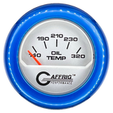 GAFFRIG 2 INCH ELECTRIC OIL TEMP GAUGE 100-320 F FAT RIM (218) / BLUE / PLATINUM