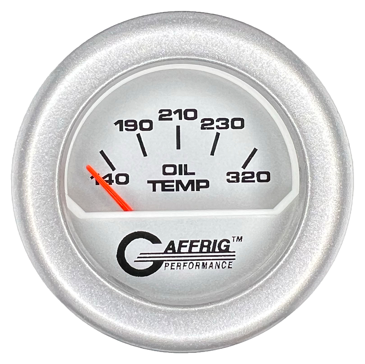 GAFFRIG 2 INCH ELECTRIC OIL TEMP GAUGE 100-320 F FAT RIM (218) / PLATINUM / PLATINUM