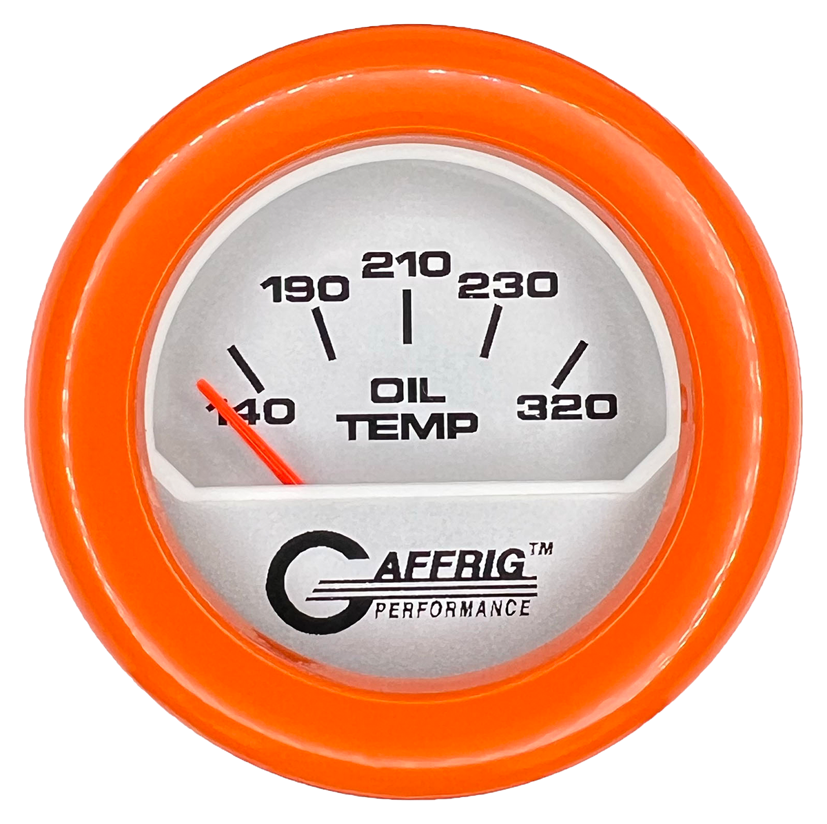 GAFFRIG 2 INCH ELECTRIC OIL TEMP GAUGE 100-320 F FAT RIM (218) / ORANGE / PLATINUM