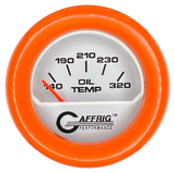 GAFFRIG 2 INCH ELECTRIC OIL TEMP GAUGE 100-320 F FAT RIM (218) / ORANGE / PLATINUM