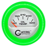 GAFFRIG 2 INCH ELECTRIC OIL TEMP GAUGE 100-320 F FAT RIM (218) / LIME GREEN / PLATINUM