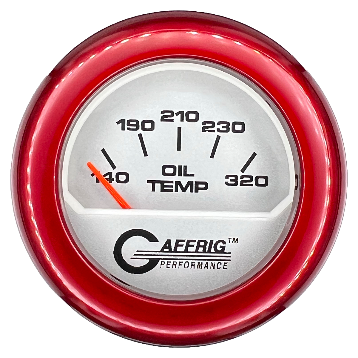 GAFFRIG 2 INCH ELECTRIC OIL TEMP GAUGE 100-320 F FAT RIM (218) / RED / PLATINUM