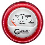 GAFFRIG 2 INCH ELECTRIC OIL TEMP GAUGE 100-320 F FAT RIM (218) / RED / PLATINUM