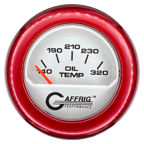 GAFFRIG 2 INCH ELECTRIC OIL TEMP GAUGE 100-320 F FAT RIM (218) / RED / PLATINUM