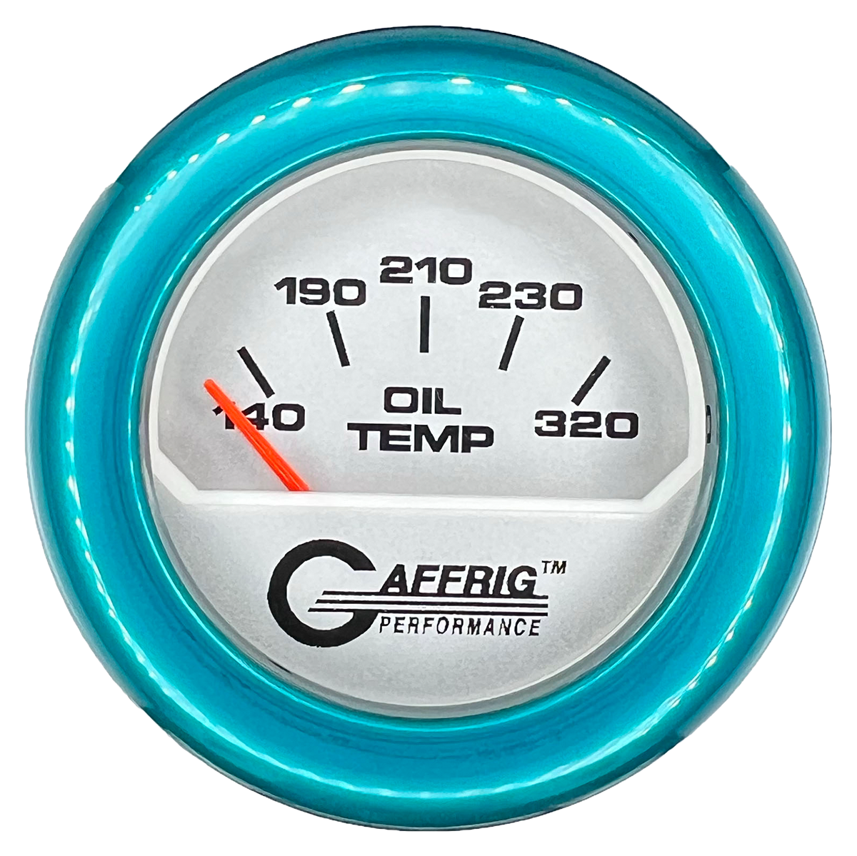 GAFFRIG 2 INCH ELECTRIC OIL TEMP GAUGE 100-320 F FAT RIM (218) / TEAL / PLATINUM