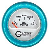 GAFFRIG 2 INCH ELECTRIC OIL TEMP GAUGE 100-320 F FAT RIM (218) / TEAL / PLATINUM