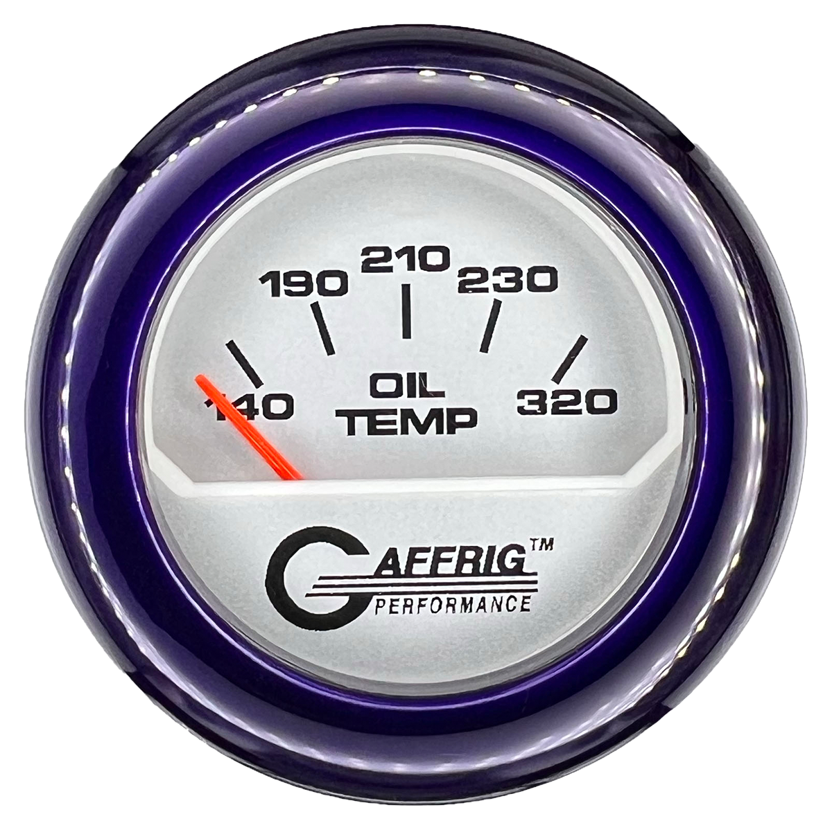 GAFFRIG 2 INCH ELECTRIC OIL TEMP GAUGE 100-320 F FAT RIM (218) / PURPLE / PLATINUM