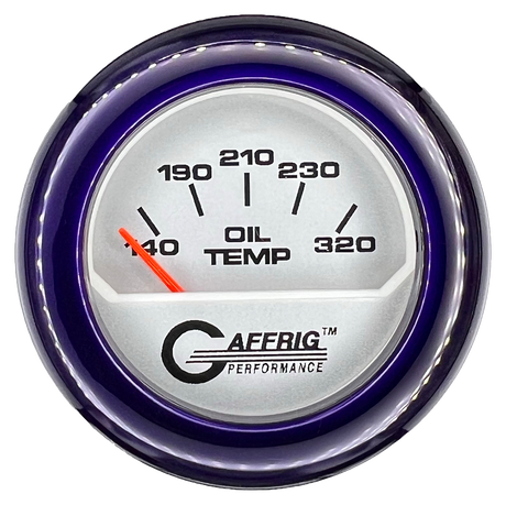 GAFFRIG 2 INCH ELECTRIC OIL TEMP GAUGE 100-320 F FAT RIM (218) / PURPLE / PLATINUM