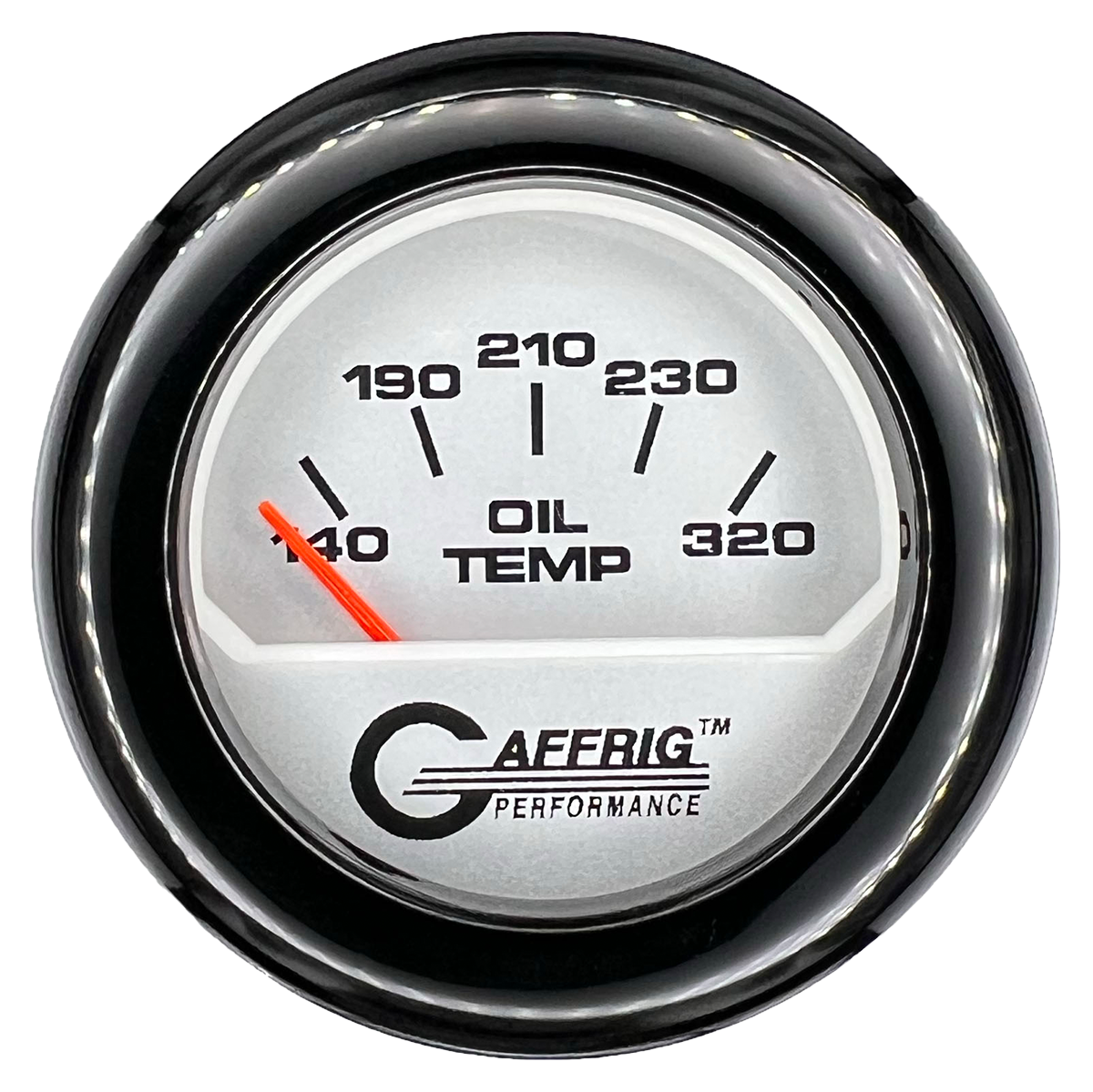 GAFFRIG 2 INCH ELECTRIC OIL TEMP GAUGE 100-320 F FAT RIM (218) / BLACK / PLATINUM