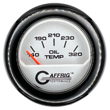 GAFFRIG 2 INCH ELECTRIC OIL TEMP GAUGE 100-320 F FAT RIM (218) / BLACK / PLATINUM